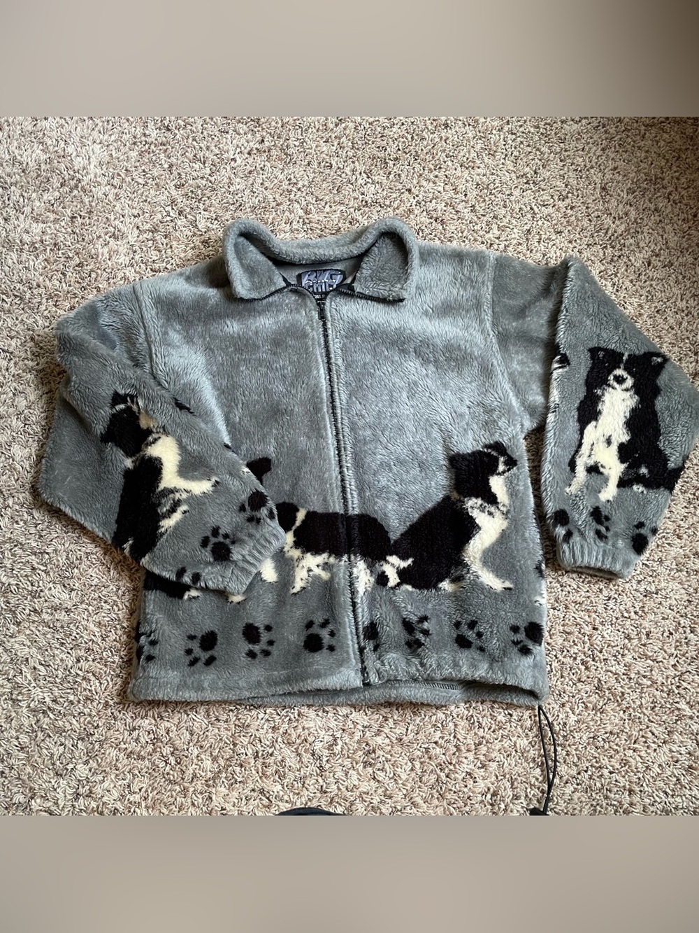 Vintage Big Chill Border Collie Dog Fleece Jacket